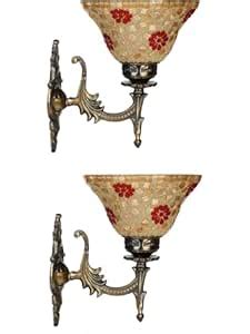 AFAST Vintage Antique Wall Lamp with Hand-Decorated Glass Shade, Golden ...