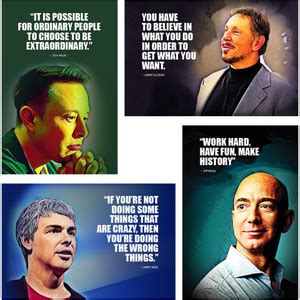 Jeff Bezos, Elon Musk, Larry Ellision, Larry Page Motivational Wall ...