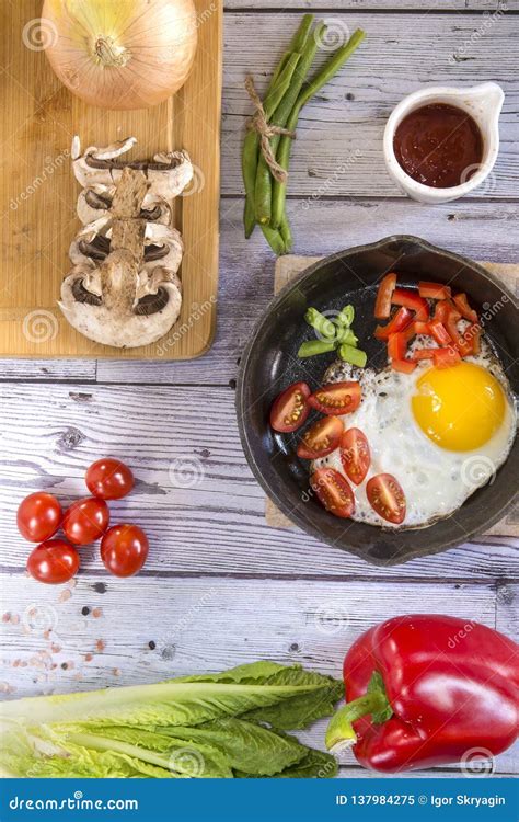 Scrambled Eggs with Vegetables and Products Stock Image - Image of ...