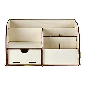 School Supply Storage DIY Wooden Desk Organizer Pen Holder Box Style 2 ...