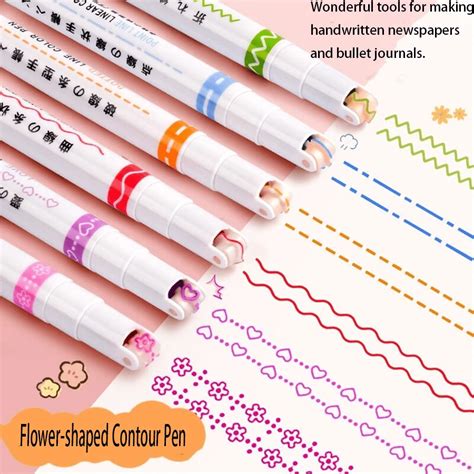 Creative 6-Color Journal Lace Pen, Wave Pattern Highlighter, DIY ...