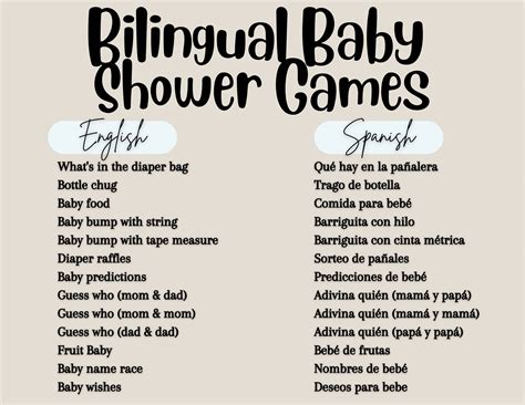 Bilingual Baby Shower Black and White Games Spanish and English - Etsy
