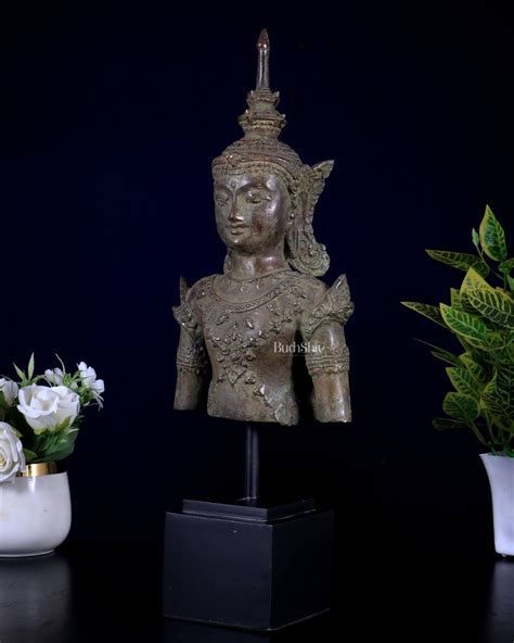 Budhshiv.com Vintage Thai Buddha With Crown – Museum Replica Showpiece