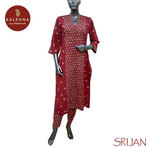 Red Ajrakh Princess Line Pure Cotton Co-ord Set 300 gms – Kalpana