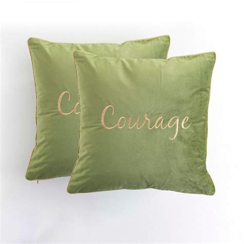 Buy Vibgyor Courage Green Embroidered Cushion Cover- 40x40cm- Set Of 2 ...