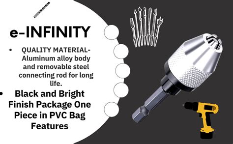 e-INFINITY CNIM Hot Silver Black 6mm Keyless Drill Bit Chuck Quick ...
