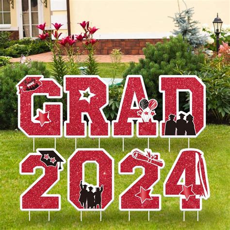 8pcs Outdoor Graduation Season Yard Signs, Glittery Pink School ...