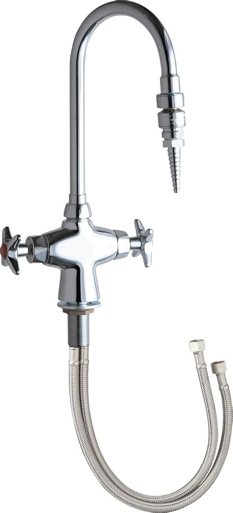 Deck-mounted manual laboratory faucet, single-hole, dual-supply ...