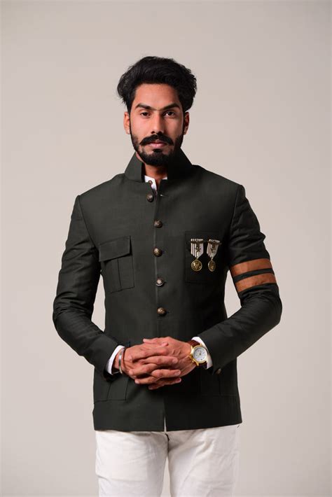 Dark Green Jodhpuri Bandhgala Blazer – Rajanyas