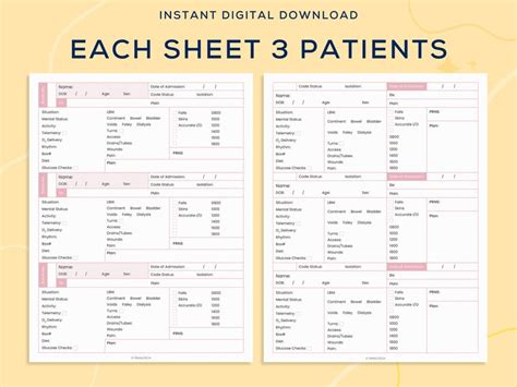 Buy Printable Telemetry Report Sheet, 3 Patient Report Sheet, Medical ...