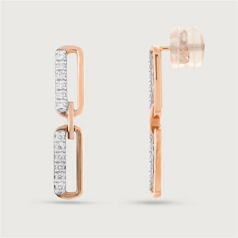 Sleek Link Gold & Diamond Drop Earrings