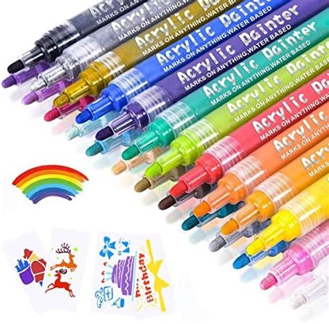 Emooqi Acrylic Paint Marker Pens|24 Colors Premium Waterproof Permanent ...