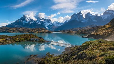 andes, lake, Chile, green, the bridge, mountain, Patagonia, 1080P ...