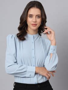 fithub Women Solid Formal Dark Blue Shirt - Buy fithub Women Solid ...