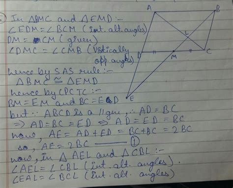 M is the mid point of the side CD of a parallelogram ABCD. The line BM ...