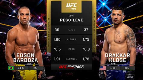 Ve UFC (Português) 319: Edson Barboza vs. Drakkar Klose Prelims ...