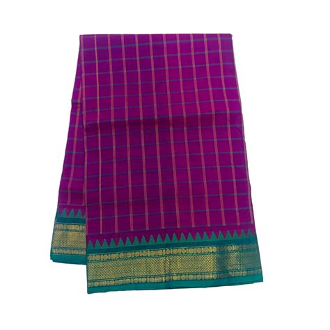 Purple shade shade 9 yards Cotton Saree with Green Border. – Kumaran Silk