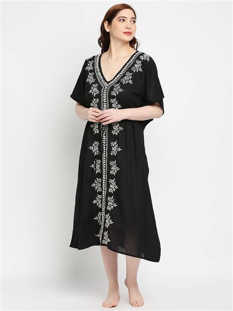 Lucknow Chikankari Hand Embroidered Kaftan – Indiankala4u