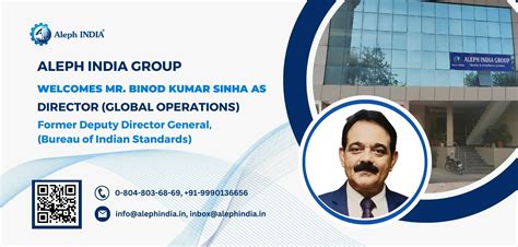 Aleph India Group Welcomes Mr. Binod Kumar Sinha (Former DDG - BIS) as ...