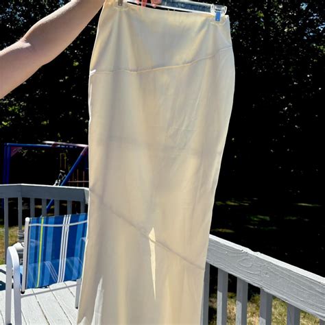 Women's Skirt - White/Cream - XS - Cream satin maxi s… - Gem