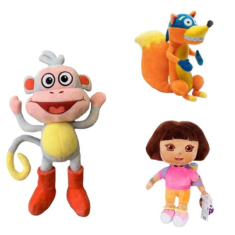Dora the Explorer 3 Pc Plush Set 12” Boots Monkey Swiper Fox Stuffed ...