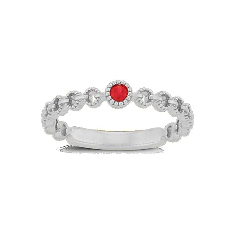 Ruby Ring with Milgrain Detail in 14K White Gold | Shane Co.