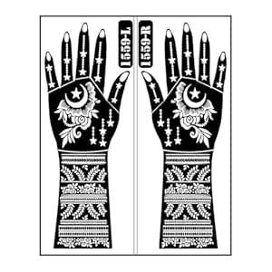 ORDERSHOCK Crescent Moon and Star Full Hand Mehndi Stencil Design with ...