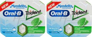Mondelez International Trident Oral B Spearmint Sugarfree Chewing Gum ...