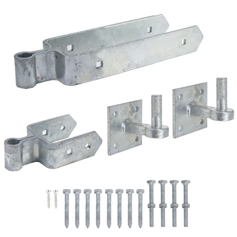 Buy 12" Galvanised Double Strap Farm Gate Hinge Set - Plated Hooks ...