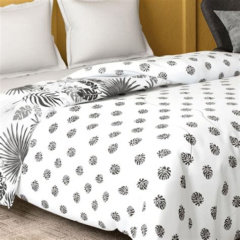 Buy PORTICO Marvella White Printed Cotton Double Bed Comforter ...