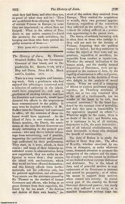 The History of Java, by Thomas Stamford Raffles. An original review article from The Literary ...