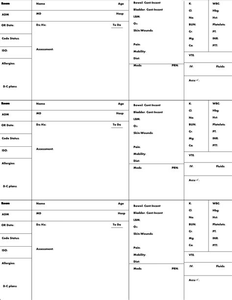 Nurse Report Sheet Printable - Printable Free Templates