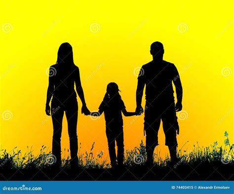 Father Daughter Holding Hands Silhouette