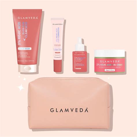 2% Kojic Acid Step 4 Skincare Set With Pouch– Facewash, Spot Corrector