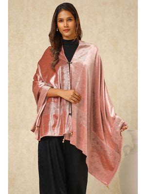 Buy Soch Peach Embellished Tassel Shawl Online