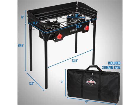 Hike Crew Portable 150,000 BTU Dual Propane Burner Camping Stove, Black ...