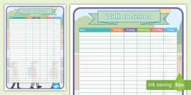 KS2 Editable Walk to School Class Wall Chart (teacher made)
