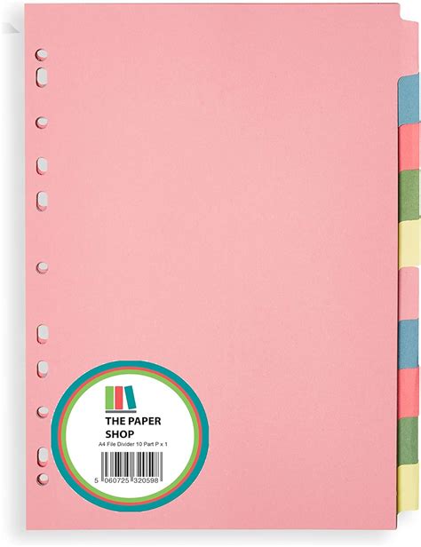 The Paper Shop Assorted Colored A4 File Dividers - 10 Part Pack India ...