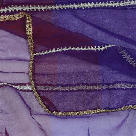 Buy Purple-Mauve Color Nylon Net Stole with Crochet Border 51033/3 | FFAB