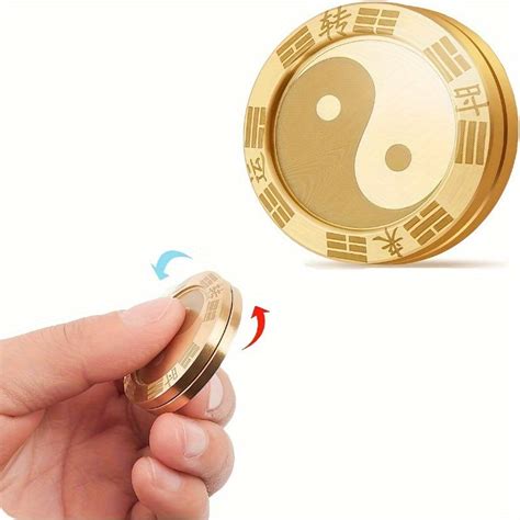 Metal Fidget Spinner Lucky Coin Tai Chi Symbol Stress Relief Tactile ...