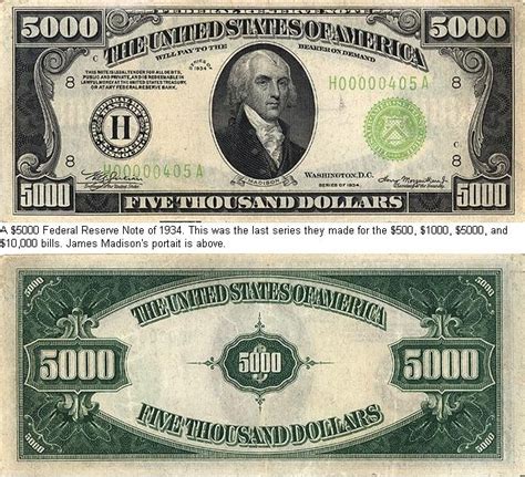 Madison is on the$5000.00 bill | Thousand dollar bill, 5000 dollar bill ...