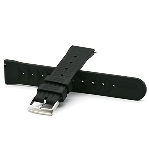 WAMD Quick Release FKM Rubber Watch Strap -Waffle (Black, 20 mm ...