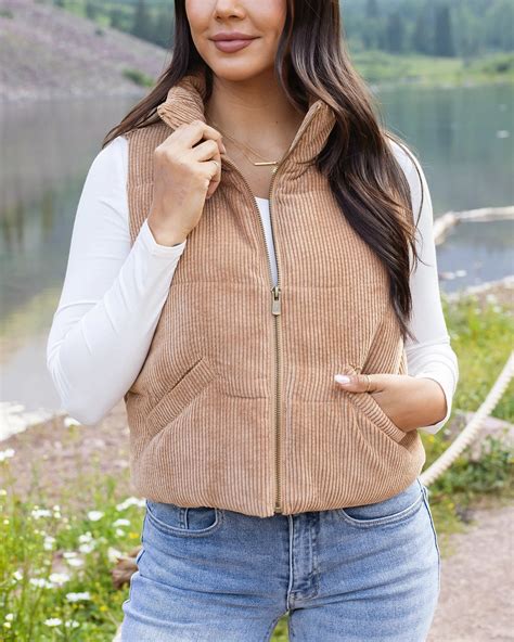Corduroy Camel Puffer Vest - FINAL SALE - Grace and Lace