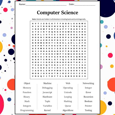 Computer Science Word Search Puzzle Worksheet Activity PDF ...