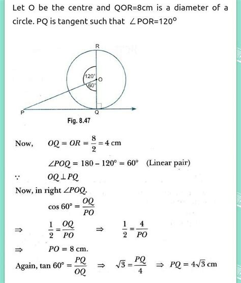 If PQ is a tangent drawn from an external point P to a circle with ...