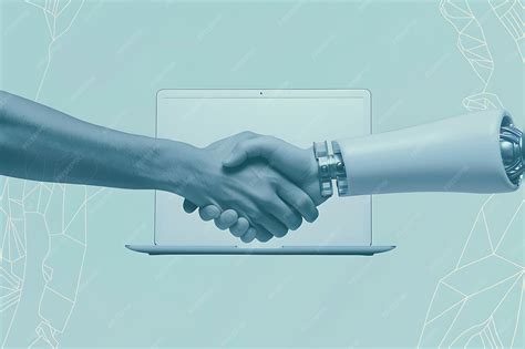 Human and Artificial Intelligence Handshake | Premium AI-generated image