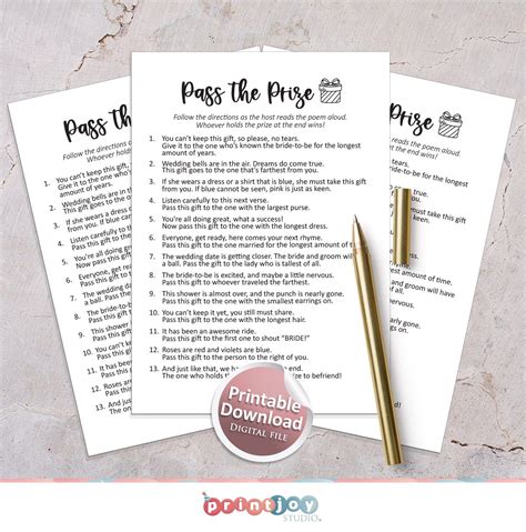 Pass the Gift Game, Pass the Prize Game, Left Right Bridal Shower Game ...