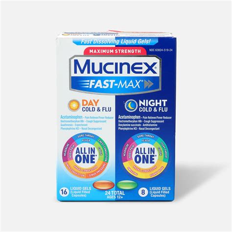 Mucinex Fast-Max Liquid Gels Day Night Cold and Flu 24 ct