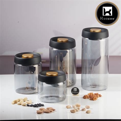 Kookee Glass Airtight Canister Jar & Container for Kitchen Food Storage ...