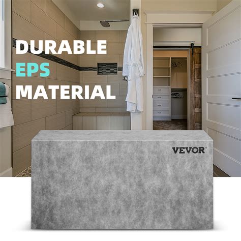 VEVOR Tile Shower Seat, 38.2" x 11.4" x 20" Ready To Tile Shower Seat, Factory Waterproof & 100% ...